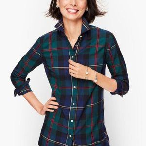Talbots Classic Cotton Shirt - India Ink Plaid - 1X